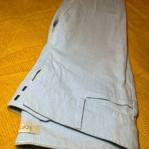 LOFT Blue railroad track striped cropped pants.